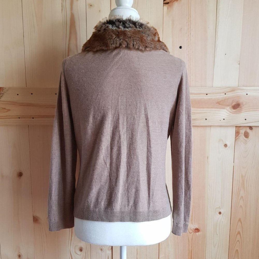 Sz M Angora Rabbit Collar Cardigan with Rhinestone - Picture 4 of 7